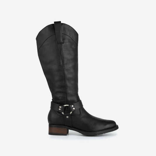 Lucía Negro · bota alta de piel GIUSTO